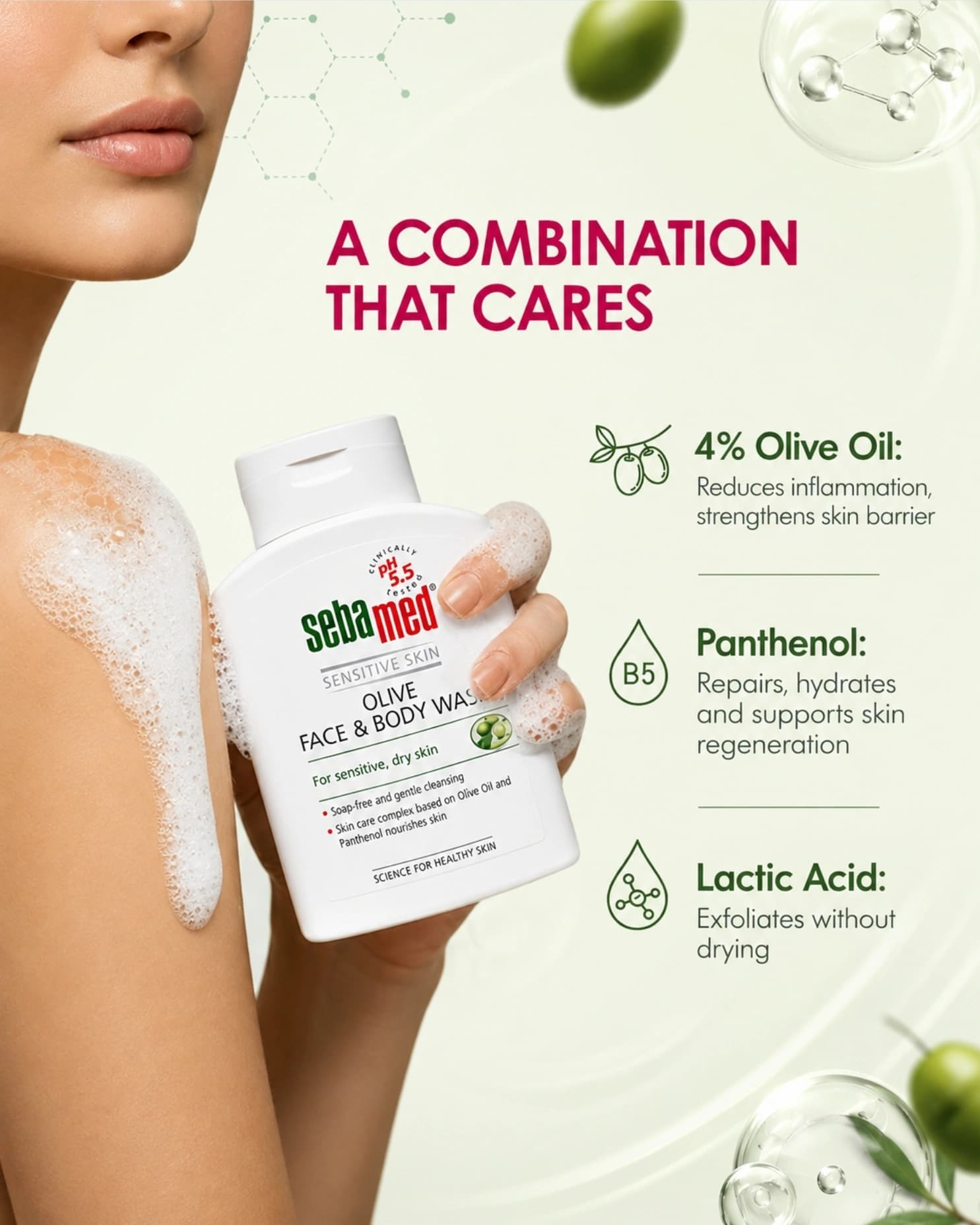 Sebamed Olive Face & Body Wash gallery image 2
