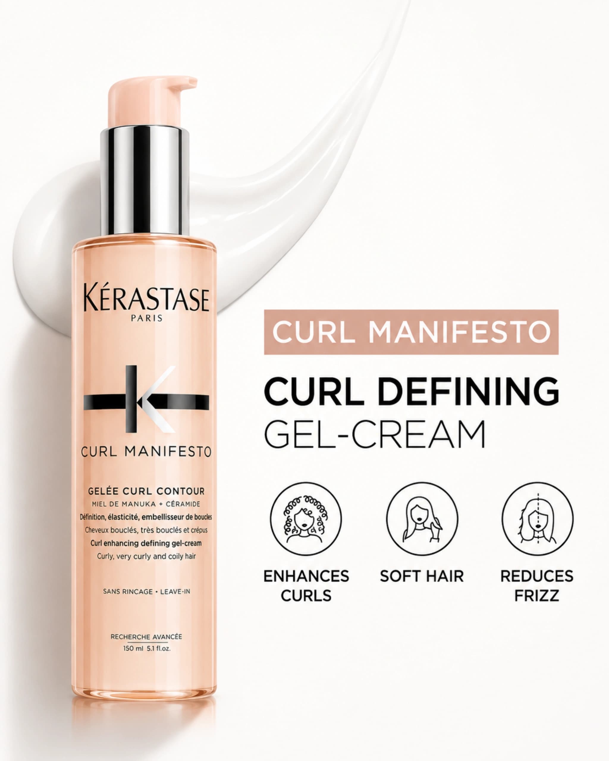 Kerastase Curl Manifesto Leave-in Gel-Cream For Curly & Wavy Hair, Infused with Manuka Honey gallery image 4
