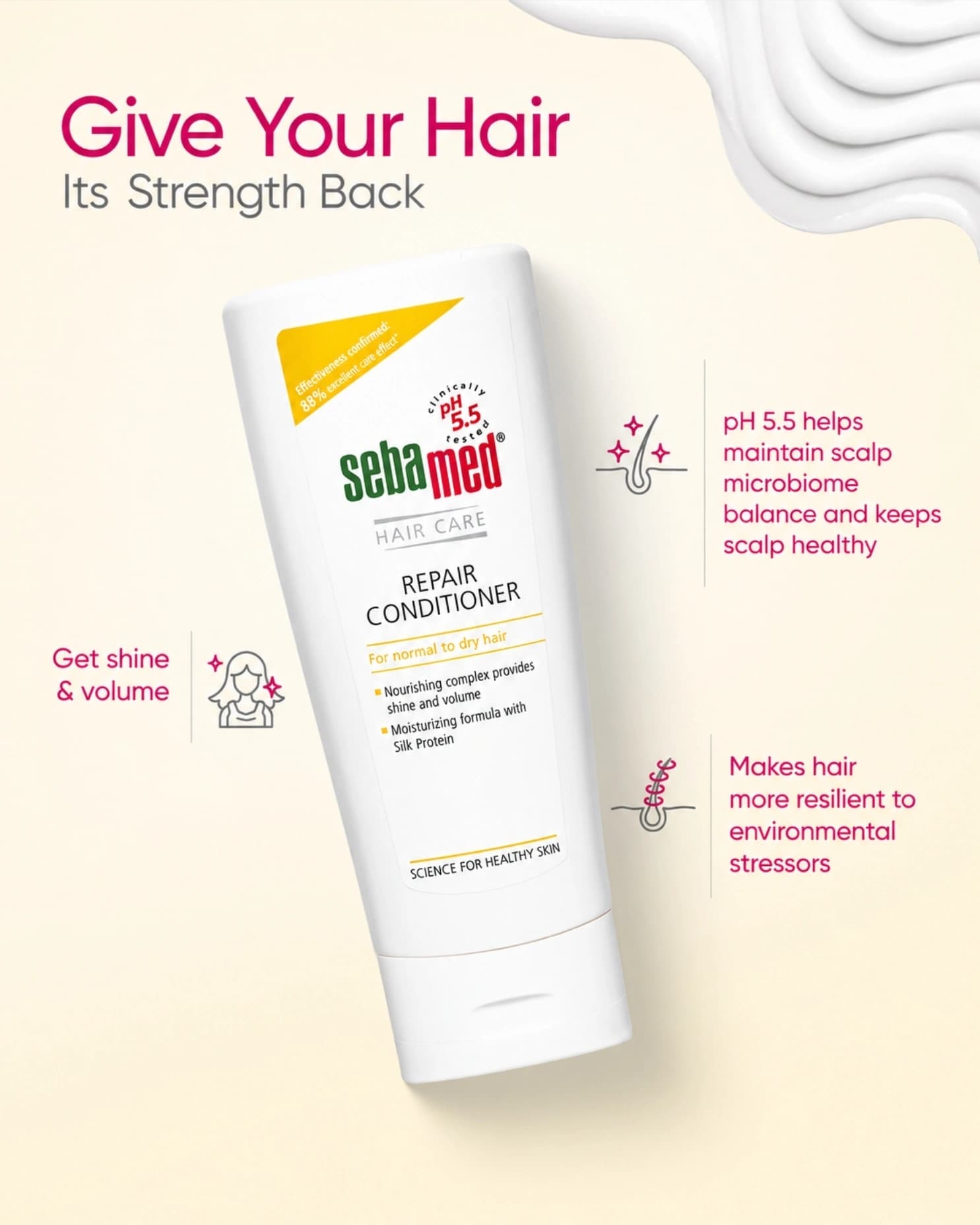 Sebamed Hair Repair Conditioner, PH 5.5Irepairs Dry, Damaged Hair & Scalp gallery image 4