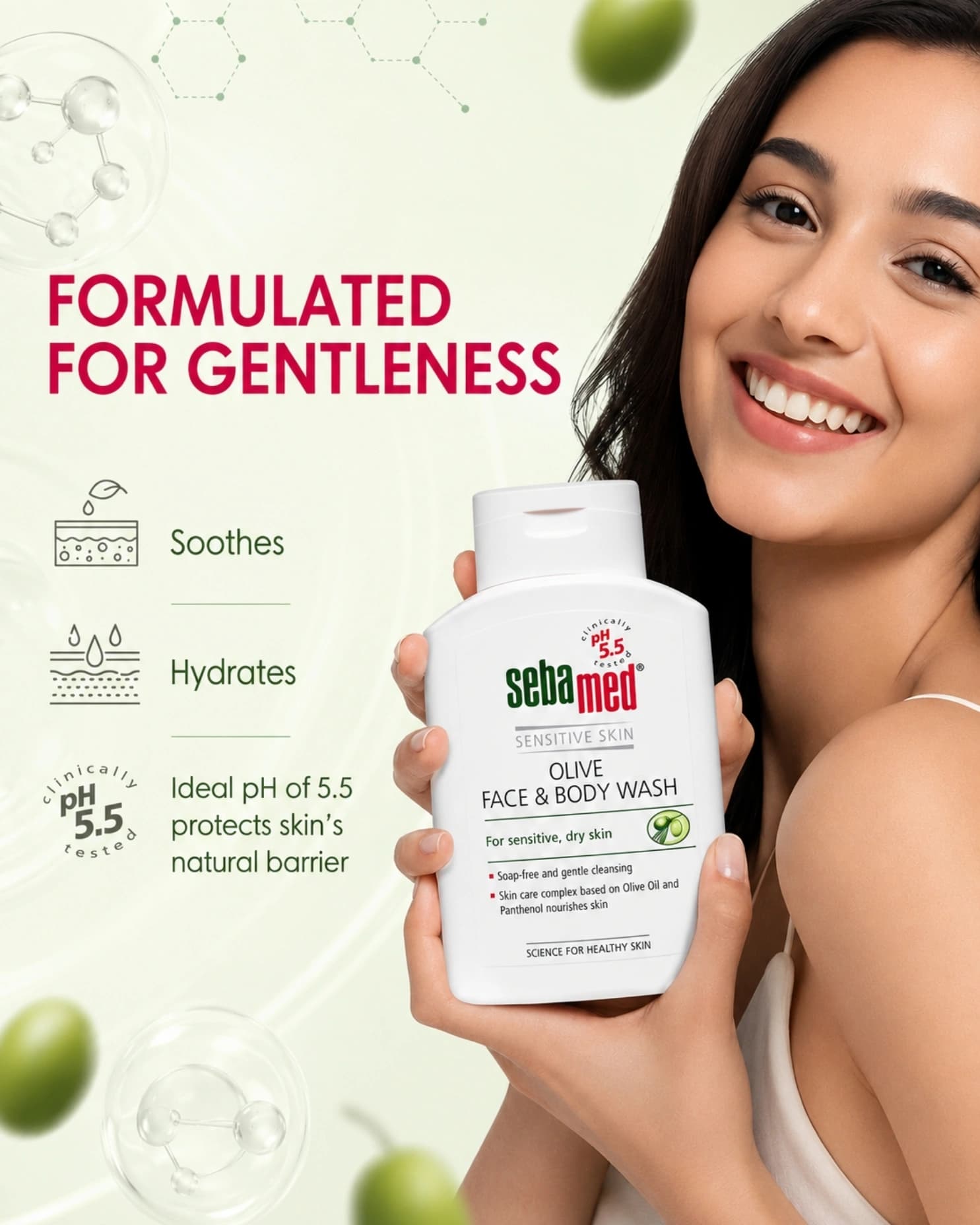 Sebamed Olive Face & Body Wash gallery image 1