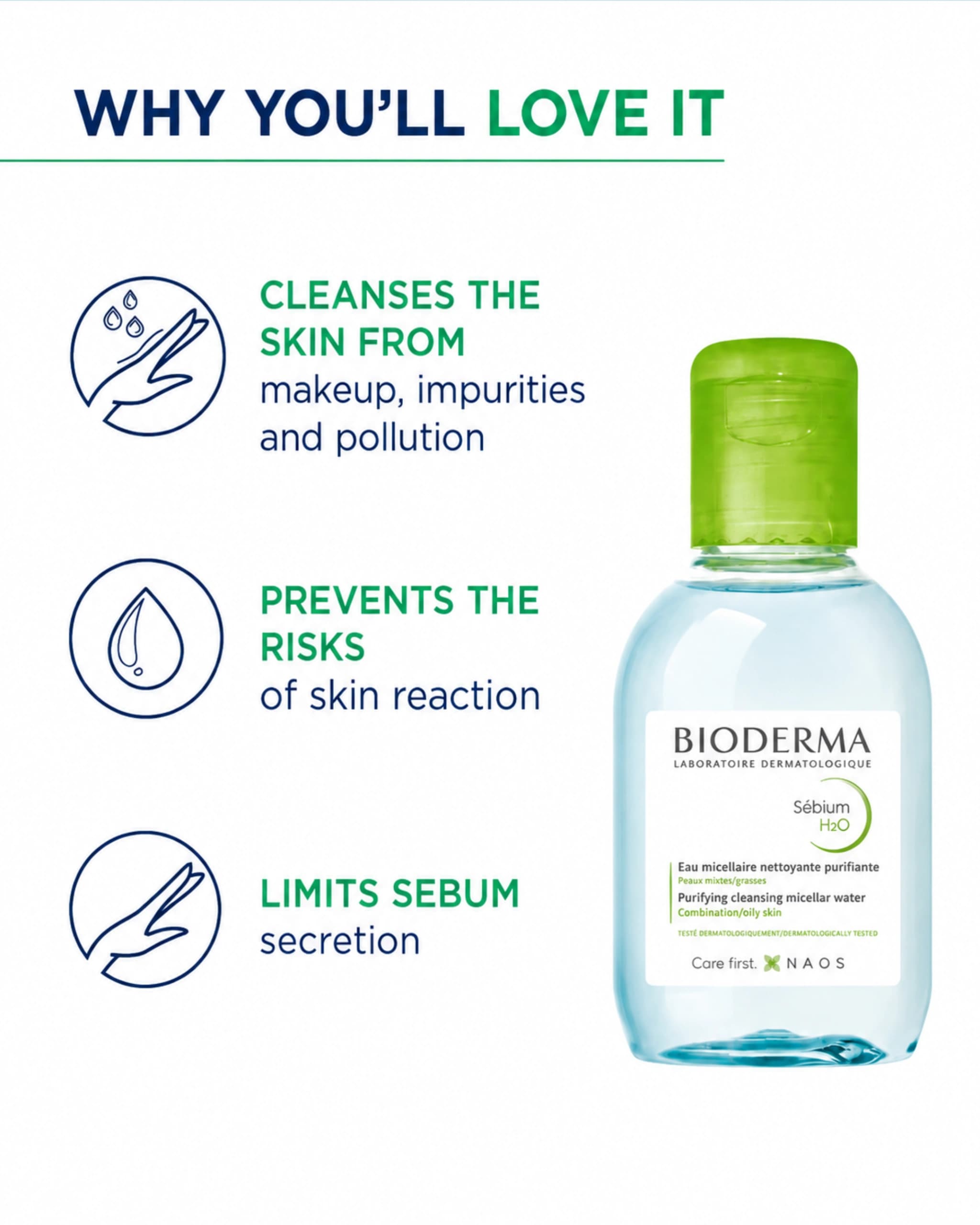 Bioderma Cleansing Water Sebium H2O Purifying Micellar gallery image 3