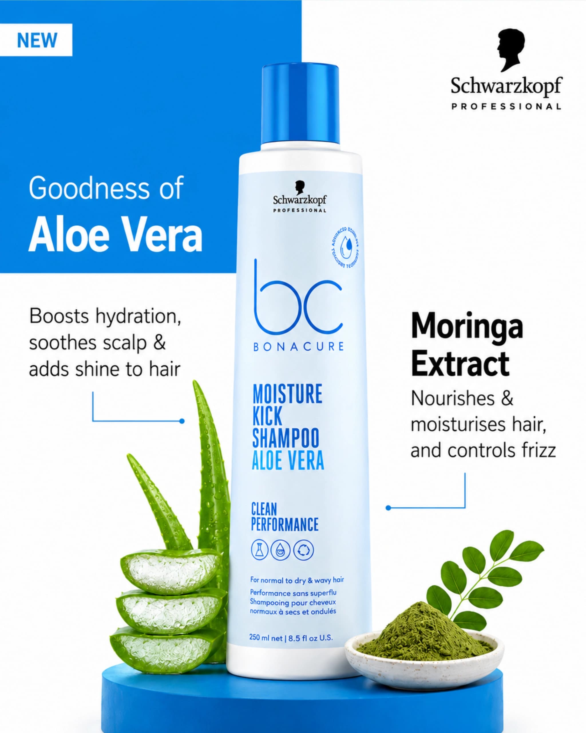Schwarzkopf Professional Bonacure Moisture Kick Shampoo With Aloe Vera - For Dry Hair gallery image 4