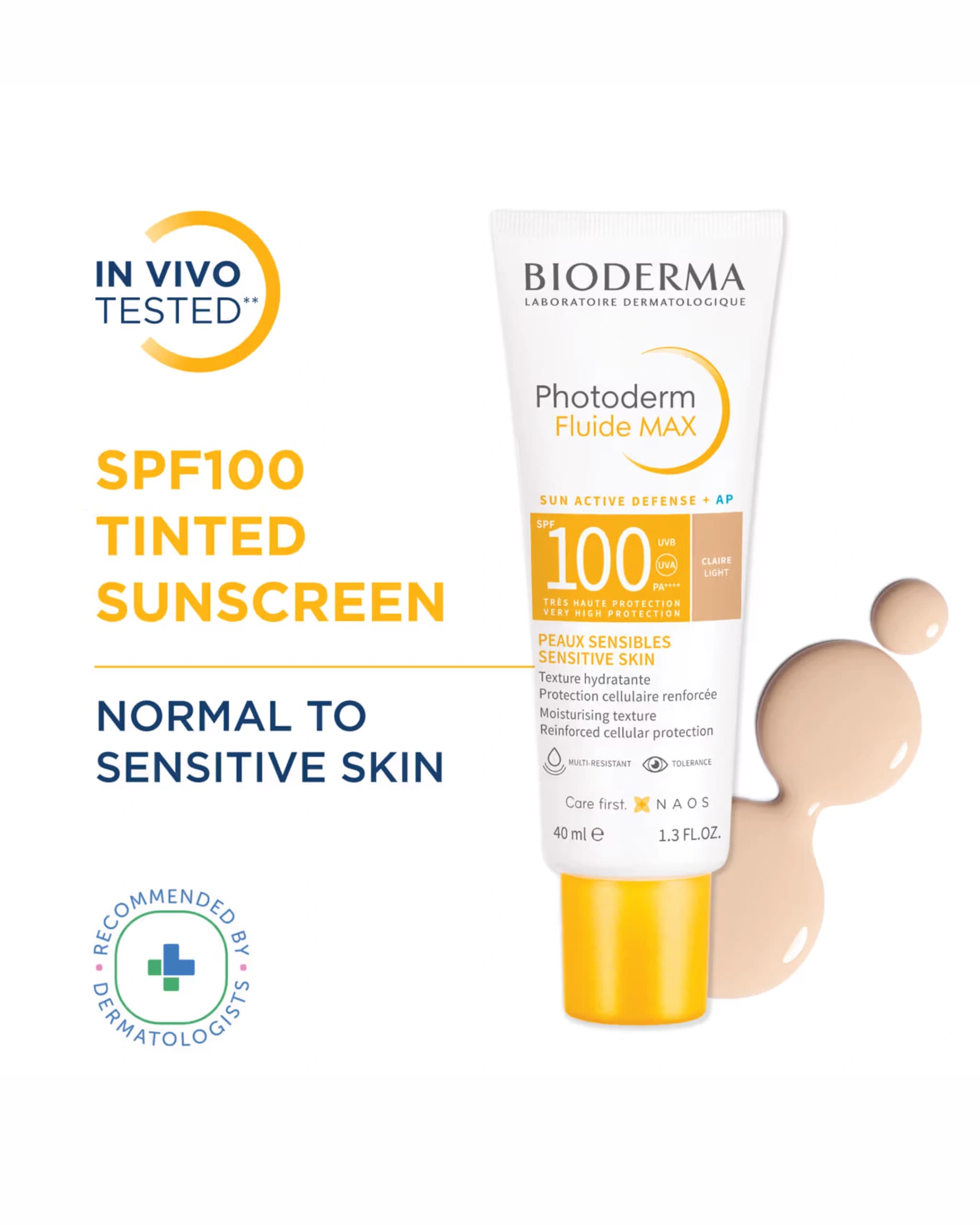 Bioderma Photoderm Fluide Max SPF 100 PA++++ Tinted Sunscreen for Sensitive Skin | In Vivo Tested gallery image 4