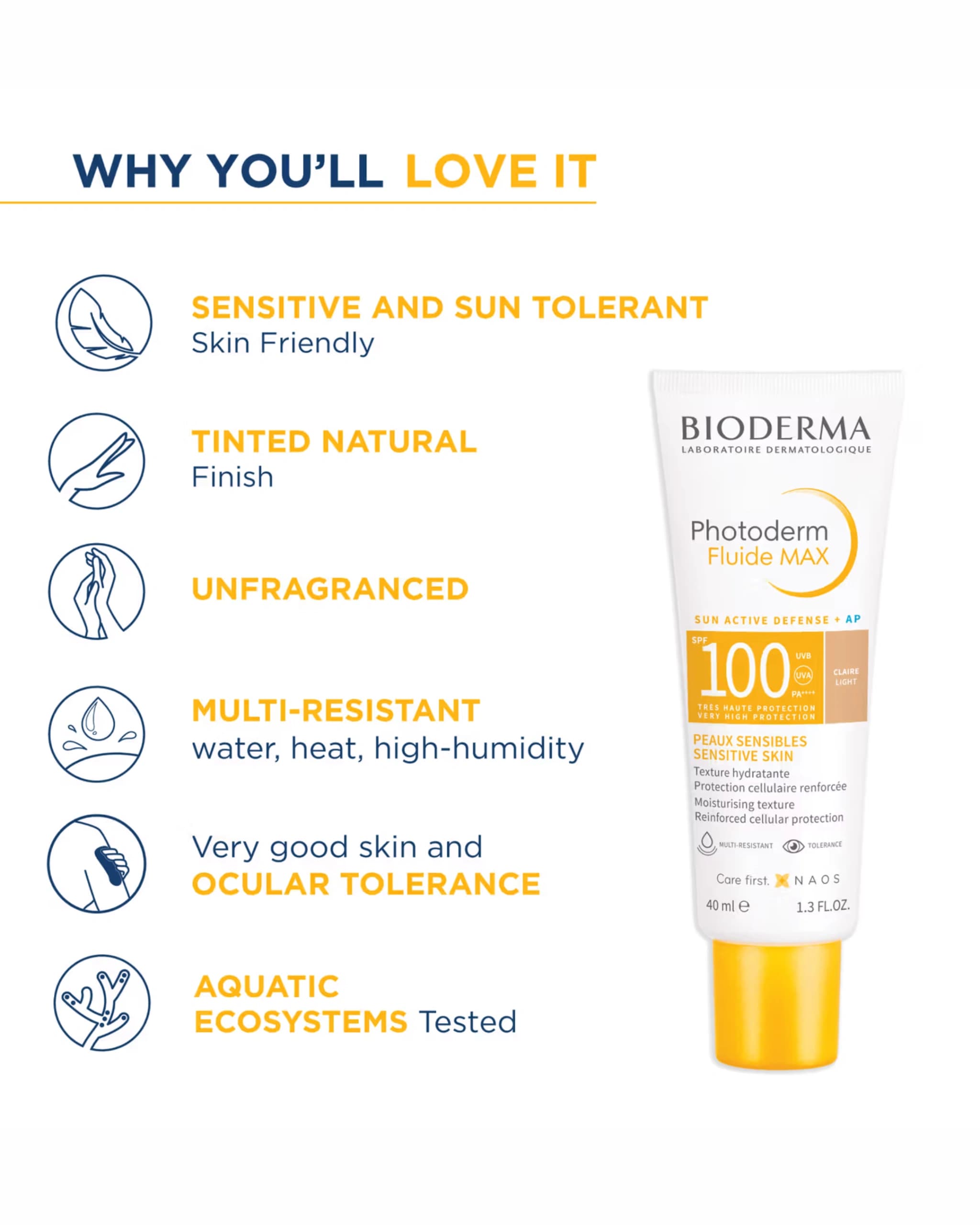 Bioderma Photoderm Fluide Max SPF 100 PA++++ Tinted Sunscreen for Sensitive Skin | In Vivo Tested gallery image 2