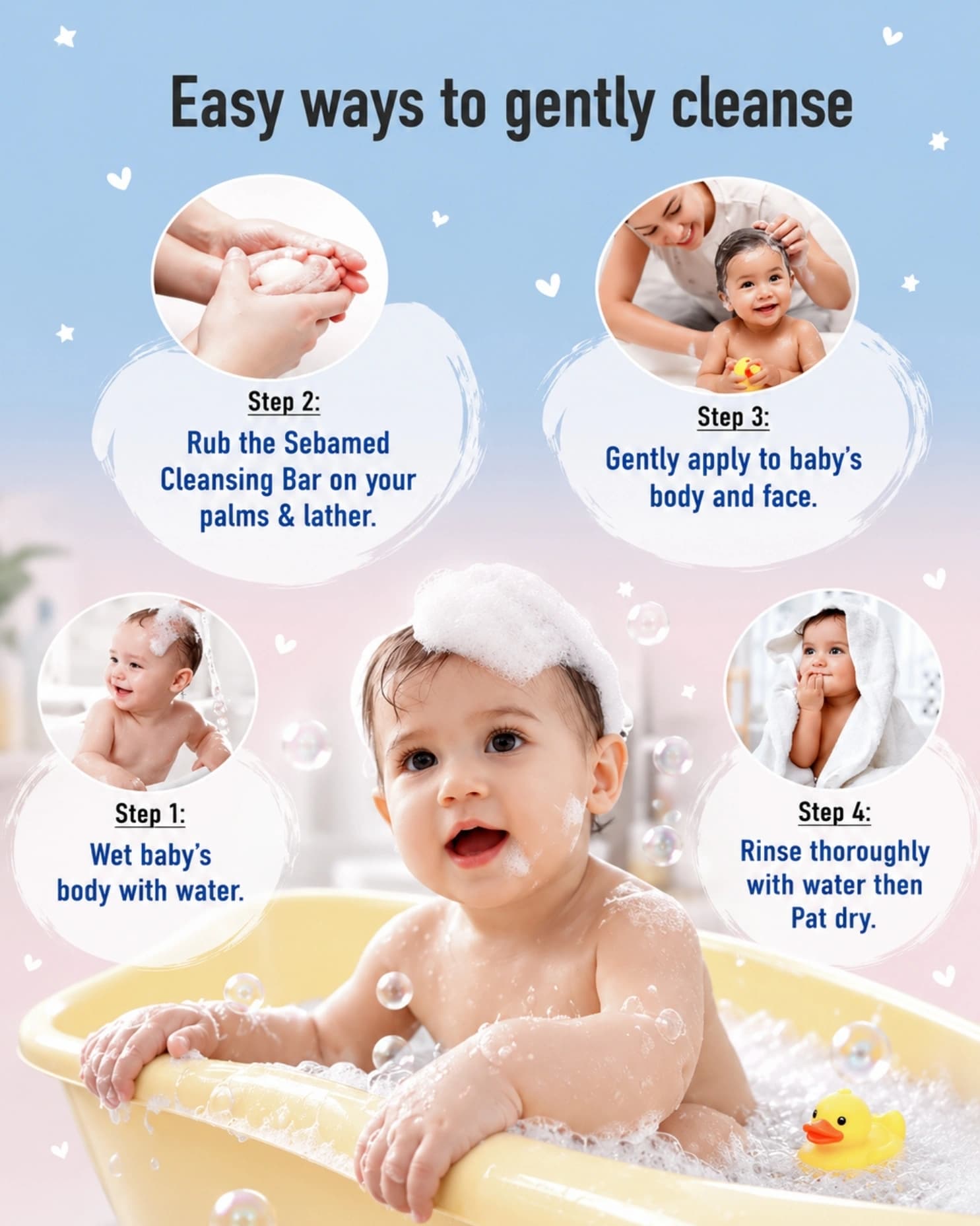 Sebamed Baby Cleansing Bar, pH 5.5 , Newborn Bathing, Soap Free, Tear Free gallery image 1