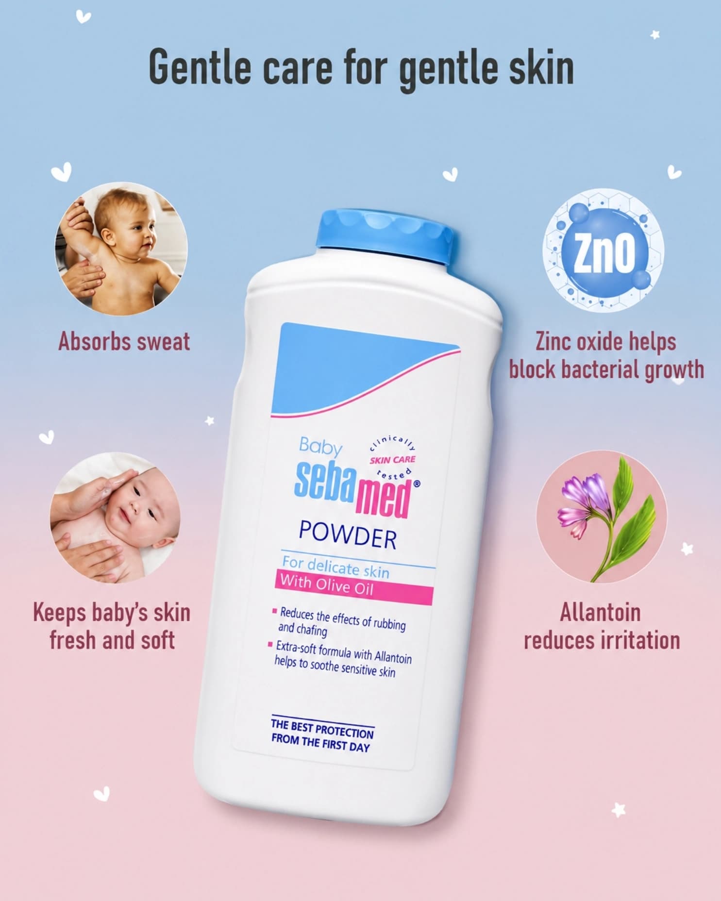 Sebamed Baby Powder, Olive Oil, Allantoin, Keeps NewbornS Skin Fresh, Absorbs Sweat gallery image 2