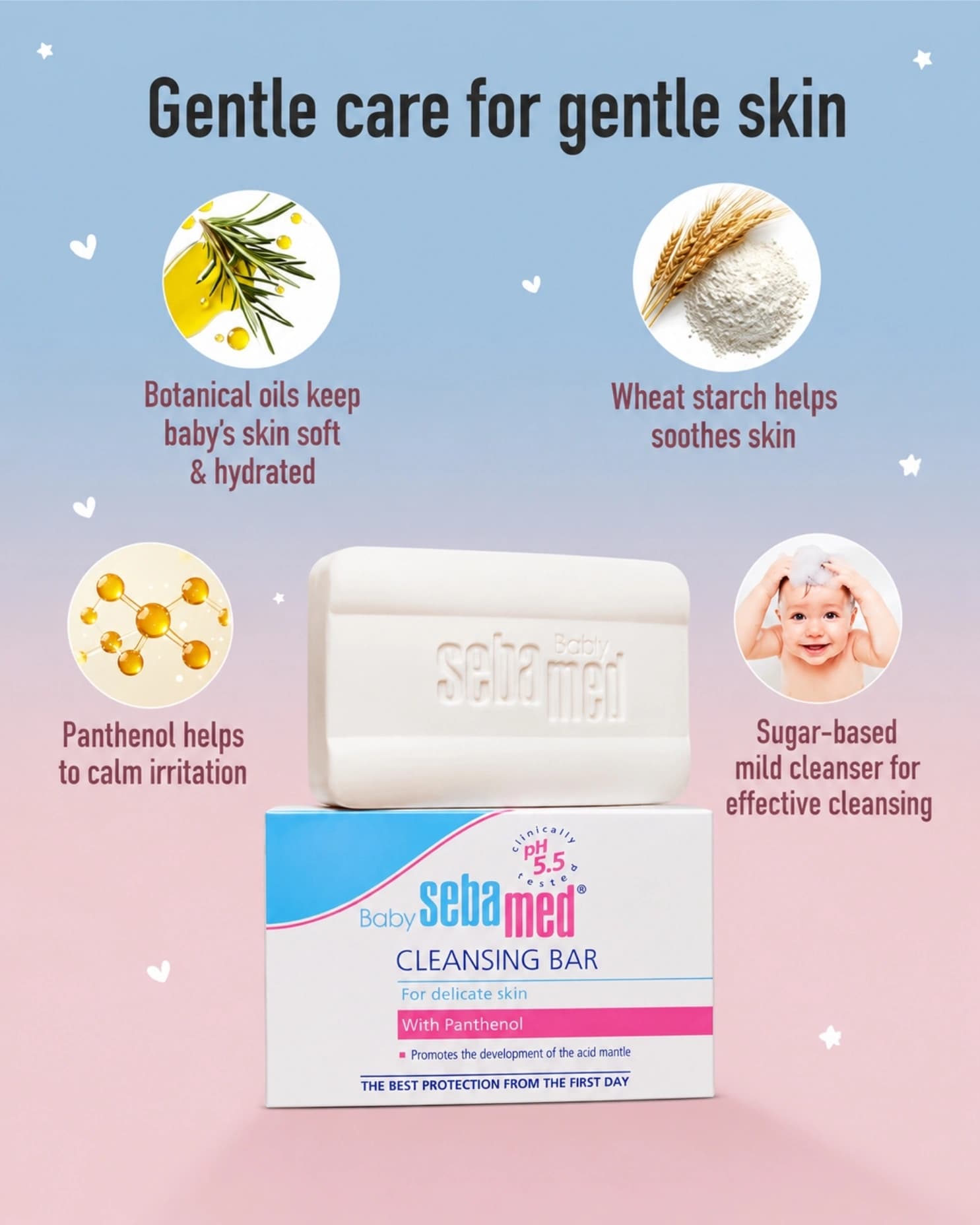 Sebamed Baby Cleansing Bar, pH 5.5 , Newborn Bathing, Soap Free, Tear Free gallery image 2