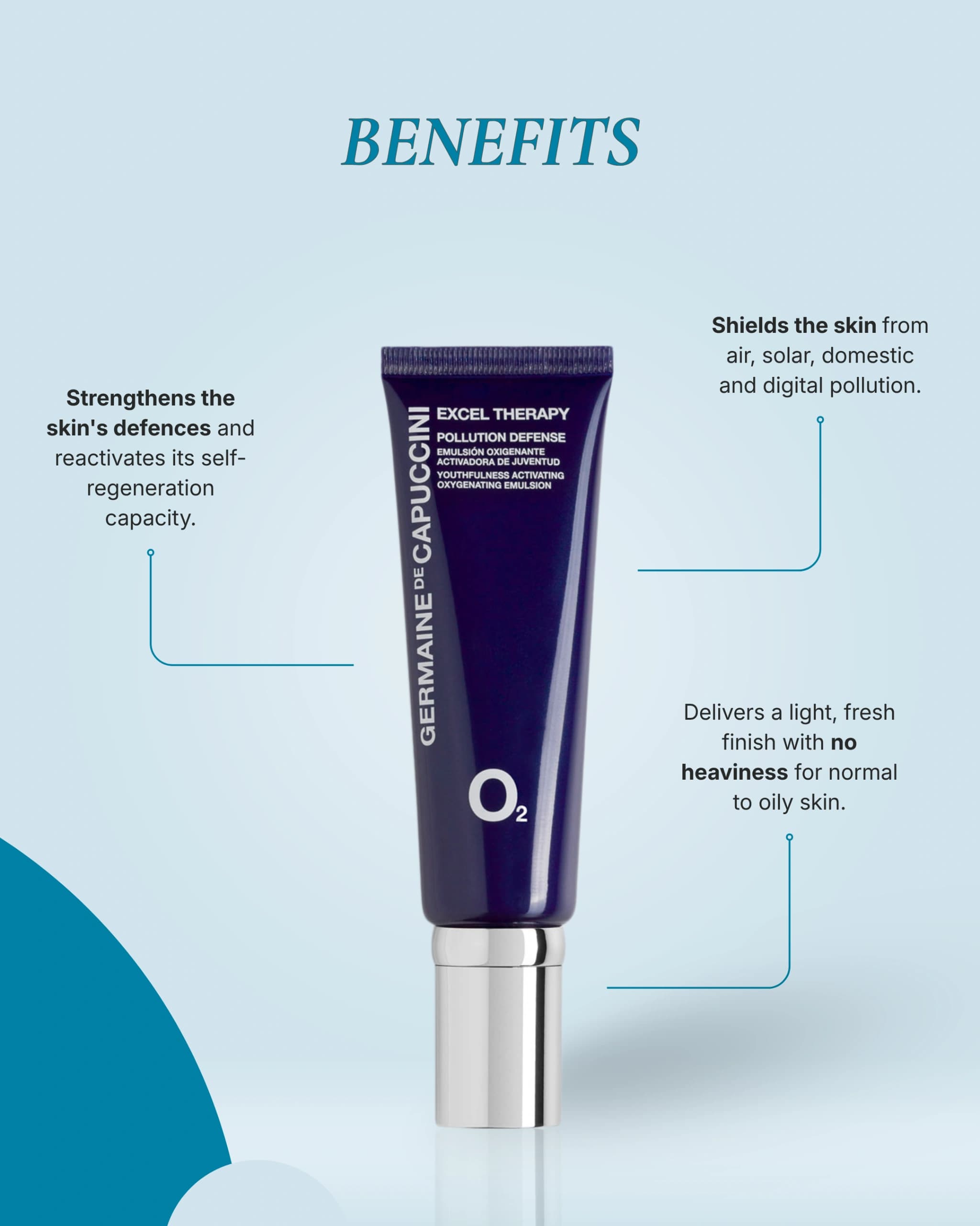 Excel Therapy O2 Pollution Defense Youthfulness Activating Oxygenating Emulsion gallery image 4