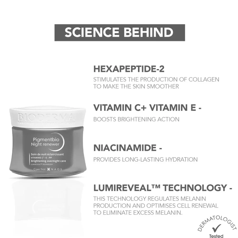 Bioderma Pigmentbio Night Renewer Overnight Regenerates And Brightened Skin Complexion (50ml) - Image 2