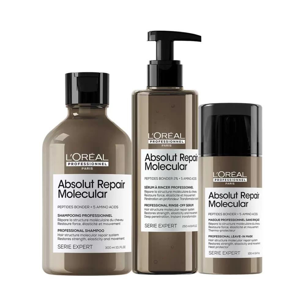 L'Oreal Professionnel Absolut Repair Molecular Shampoo, Serum & Mask Combo (300 ml+250 ml+100 ml)