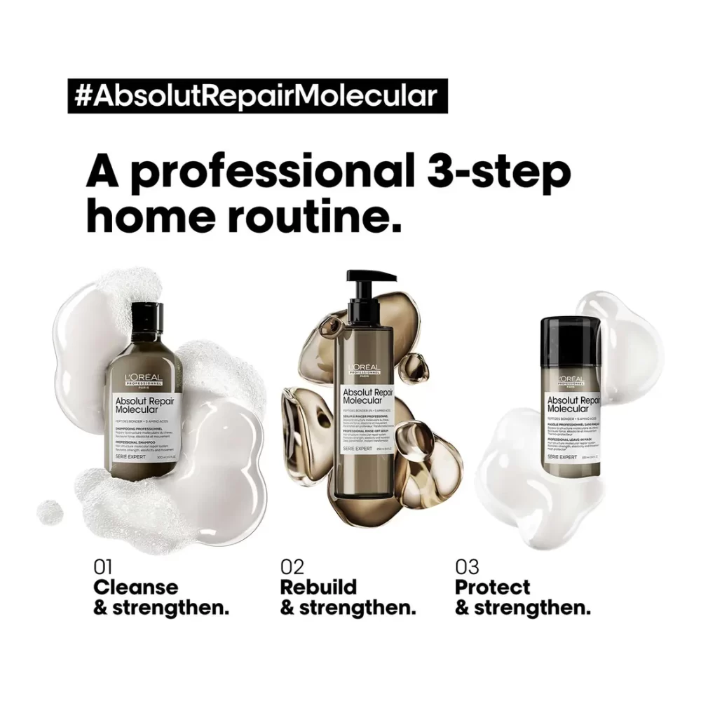 L'Oreal Professionnel Absolut Repair Molecular Shampoo, Serum & Mask Combo (300 ml+250 ml+100 ml) - Image 4