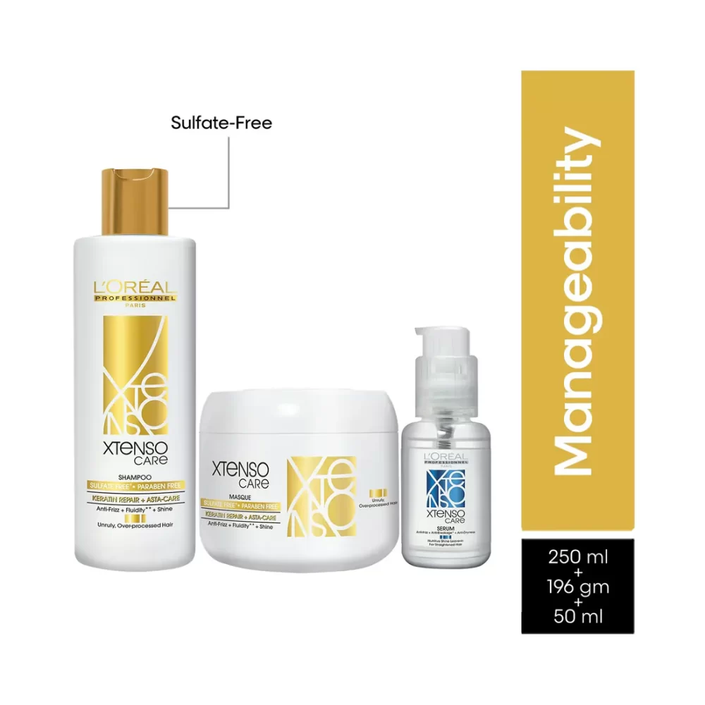 L'Oreal Professionnel X-Tenso Care Sulfate free Shampoo 250ml, Masque 196gms & Serum 50ml - Image 2