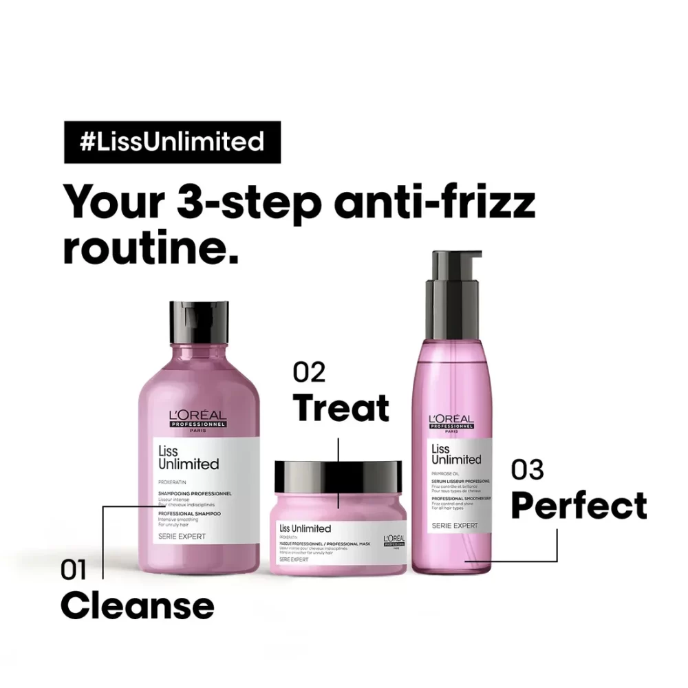 L'Oreal Professionnel Liss Unlimited Shampoo (300ml), Hair Mask (250gm) & Hair Serum (125ml) Combo - Image 4