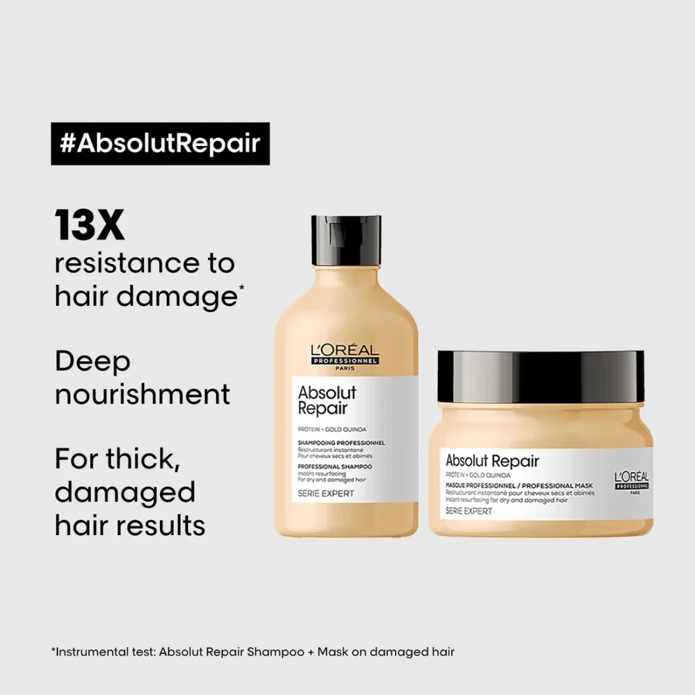 L'Oreal Professionnel Absolut Repair Shampoo (300ml), Hair Mask (250g) Combo For Damaged Hair - Image 6