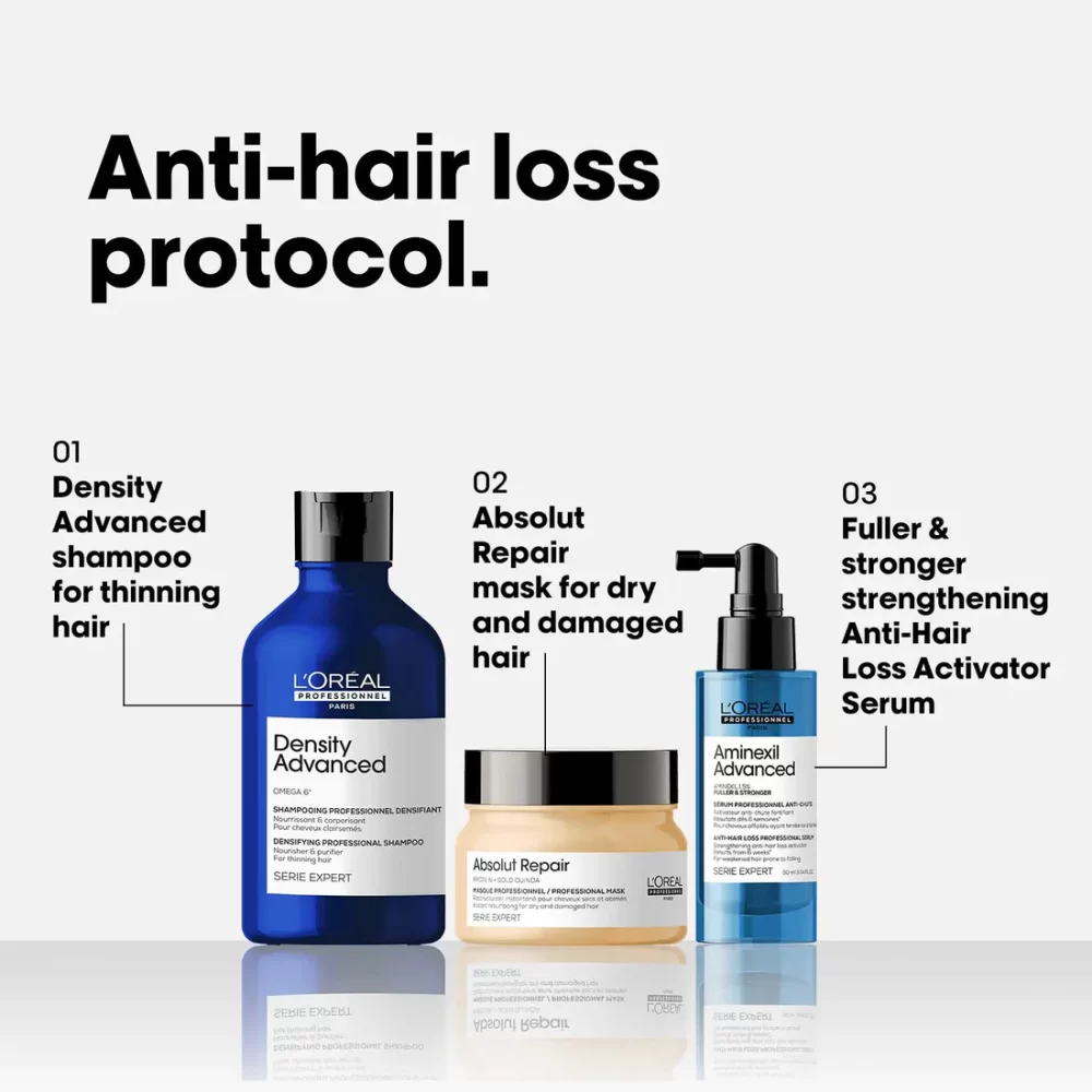 L'Oreal Professionnel Anti-Hair Loss Regime-Density Advanced Shampoo, Mask, Aminexil Advanced Combo - Image 2