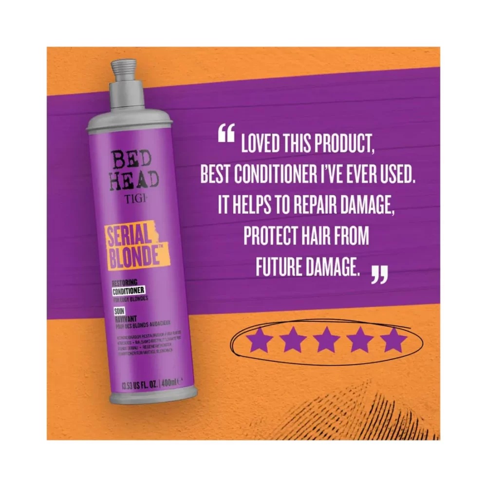 TIGI Bed Head Serial Blonde For Blonde Colored & Damaged Hair Restoring Conditioner (400ml) - Image 6